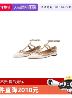 【自营】VALENTINO GARAVANI春夏女士经典牛皮ROCKSTUD铆钉平底鞋