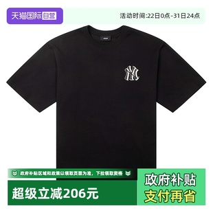 自营 黑色背标印花上衣运动半袖 MLB美职棒短袖 女装 休闲T恤 男装