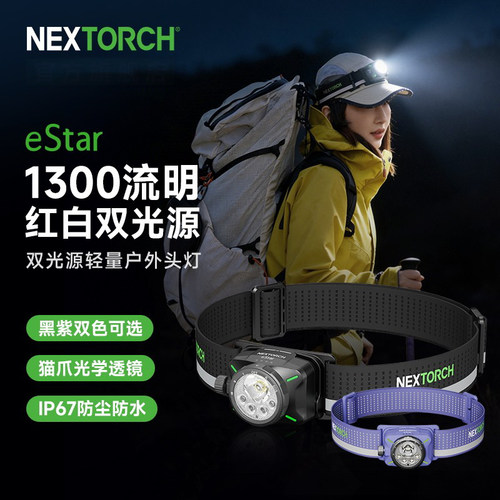 纳丽德eStar头灯头戴式强光充电户外登山野外钓鱼夜跑越野跑头灯