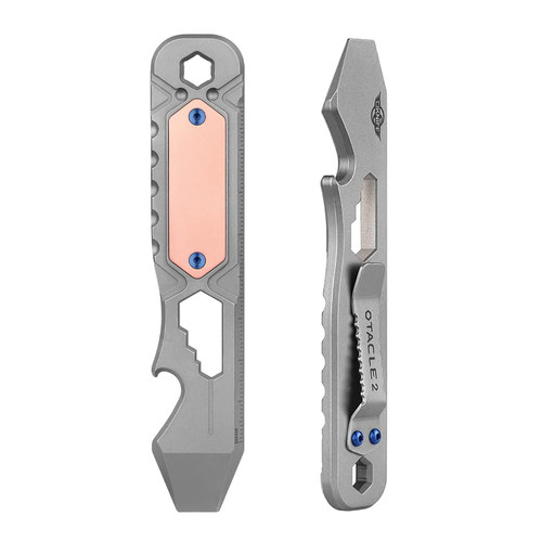 OKnife Otacle 2钛合金镶红铜8合1多功能工具撬棒扳手开瓶器钛夹