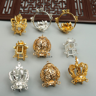 混色电泳合金皇冠荷花爆款花灯手工diy发簪亭子灯球汉服宫灯材料