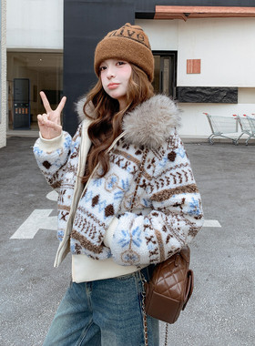 现货！！费尔岛风大毛领羽绒服女2025新款2C227/3369/P255K378