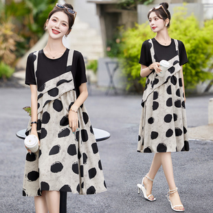春装女款2026年新款高级感小个子季新款时尚拼接宽松假两件连衣裙
