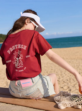 唐狮2026新款龙年本命年衣服学院风短袖T恤女夏季宽松上衣sz