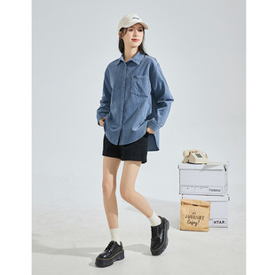 唐狮2026秋季新款长袖衬衫女早秋薄款灯芯绒设计感衬衫外套可内搭