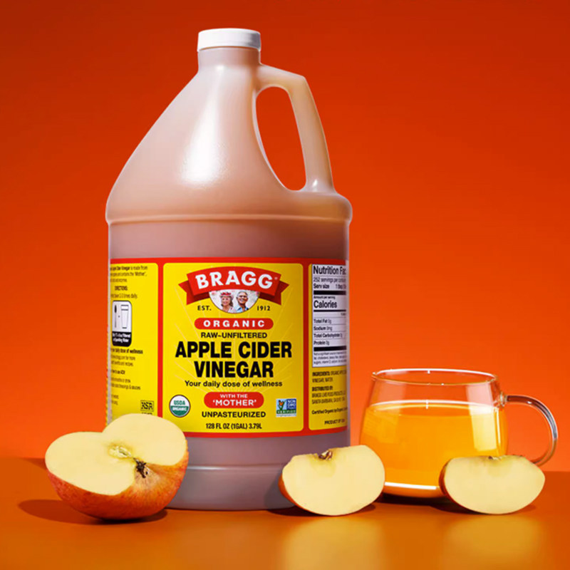 美国Bragg organic apple cider vinegar苹果醋3.79L零脂肪零热量