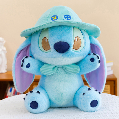 新款戴小金帽子蓝色毛绒玩具