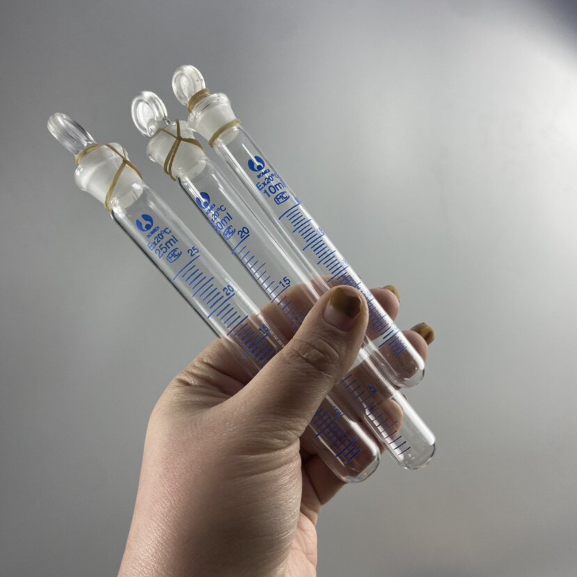 玻璃仪器 具塞圆底刻度试管10ml 15ml耐酸碱耐高温玻璃试管比色管