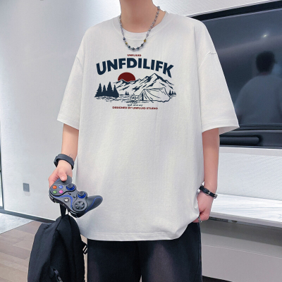 美式高街t恤男夏季印花短袖宽松半袖潮牌潮流青少年港风帅气上衣