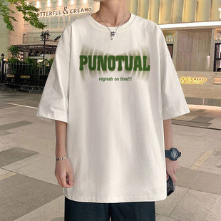 短袖男生夏季t恤新款美式夏天潮牌半袖宽松圆领休闲上衣体恤男款