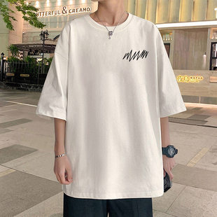 短袖男生夏季t恤新款美式夏天潮牌半袖宽松圆领休闲上衣体恤男款