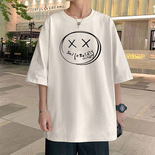 短袖男生夏季t恤新款美式夏天潮牌半袖宽松圆领休闲上衣体恤男款