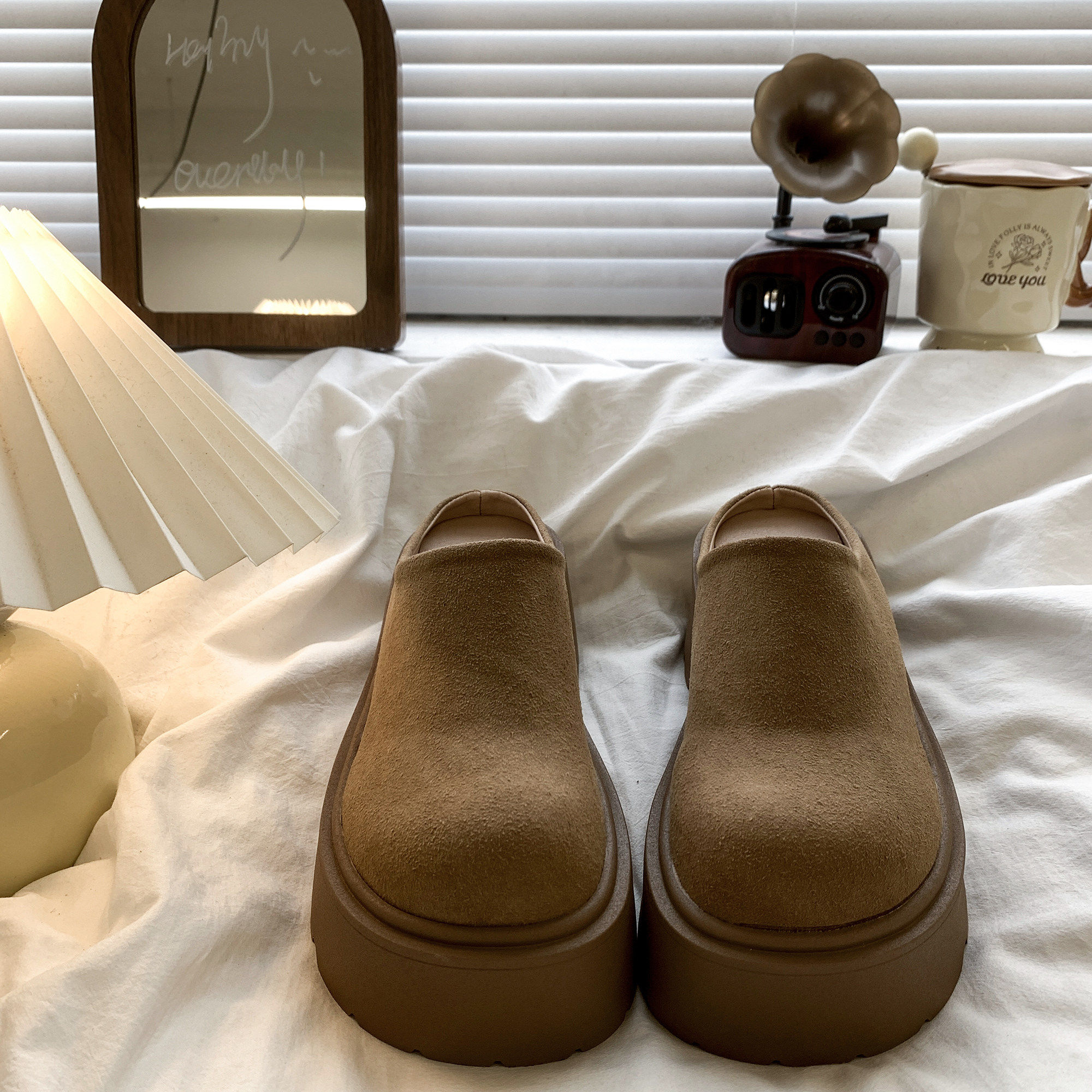 厚底包头拖鞋女外穿增高松糕底一脚蹬懒人鞋半拖鞋2026新款矮子乐