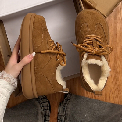 复古百搭加绒厚底德训鞋