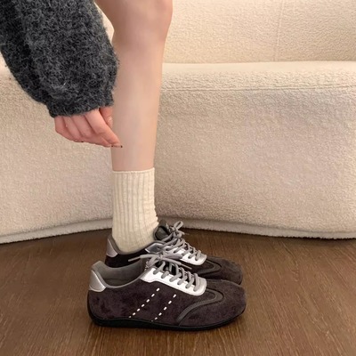 厚底复古灰色德训鞋女2026新款秋冬季女鞋子爆款休闲运动阿甘板鞋