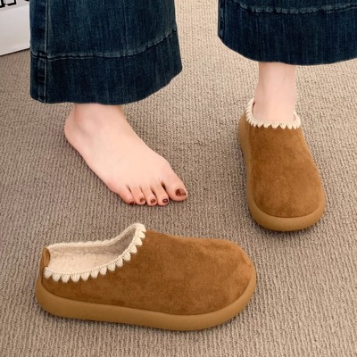 厚底毛毛勃肯鞋女半拖秋冬外穿2025新款爆款一脚蹬懒人鞋加绒棉拖