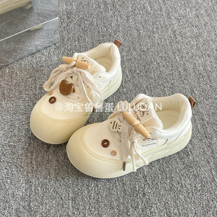 鲁鲁蛋 韩系板鞋女款2025新款春季厚底小白鞋配阔腿裤大头面包鞋