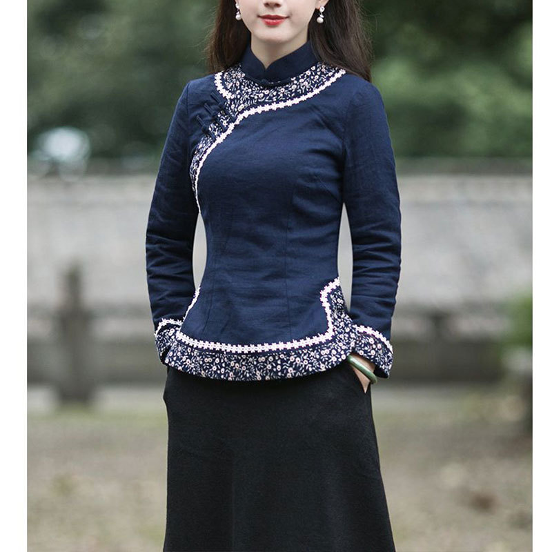 文艺复古轻奢简约民族风服饰修身上衣禅茶服苗族打底衫2025秋季新