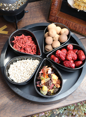 黑白spa分料碗陶瓷分装东南亚风