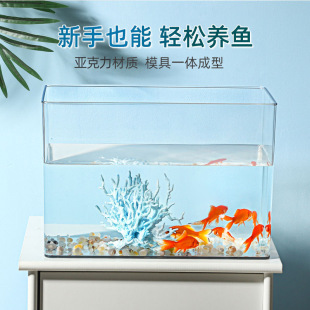 高透明亚克力一体式鱼缸客厅长方形生态小型塑料观赏鱼缸定制加工
