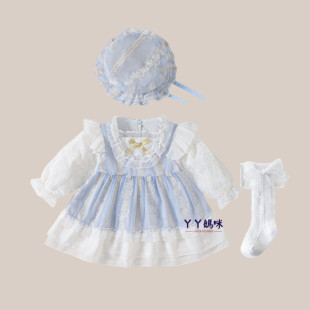 女宝宝连衣裙春秋装 洛丽塔宫廷公主裙婴儿百天周岁生日礼服裙 长袖