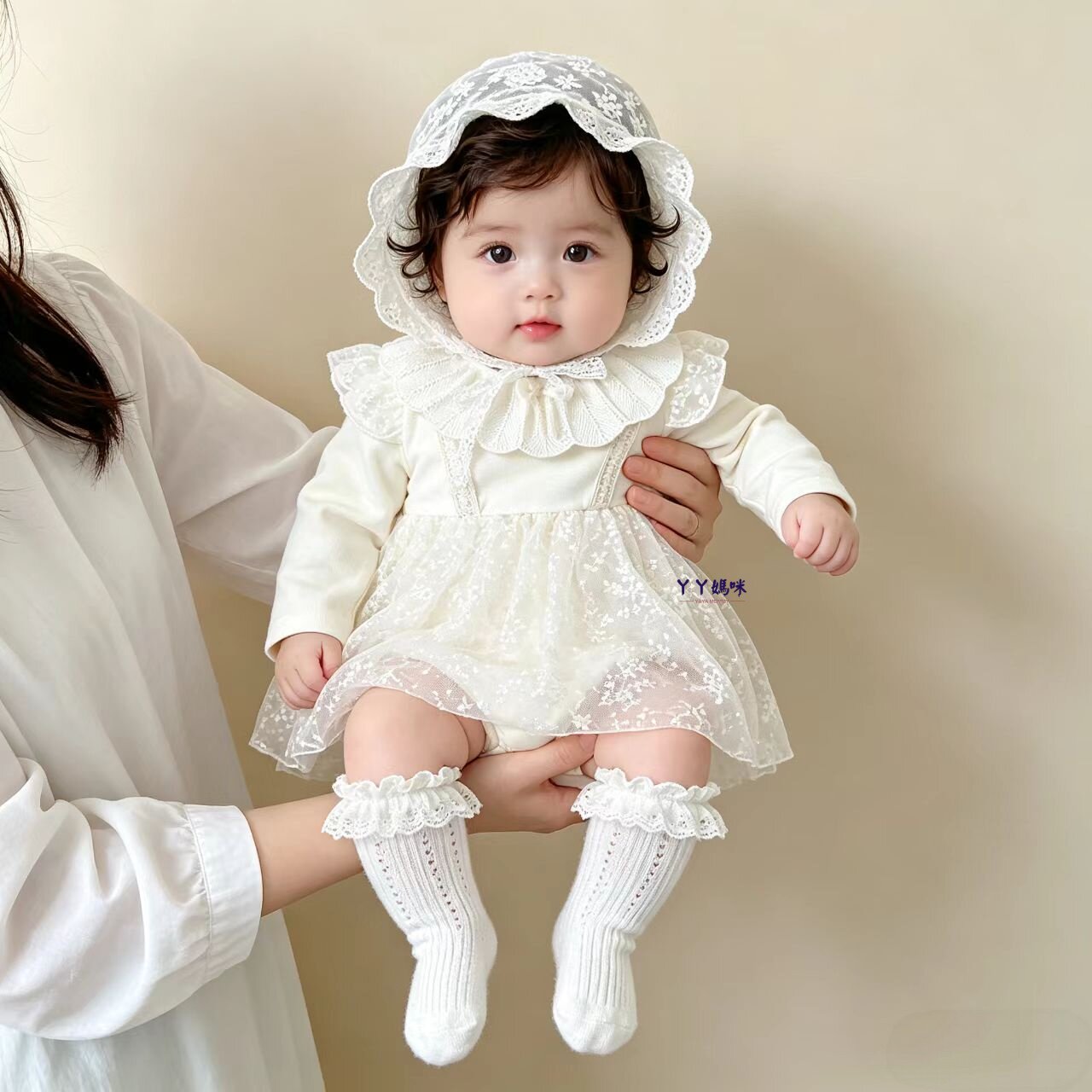 婴儿满月衣服春秋白色公主包屁衣