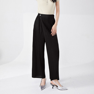San宅简约风阔腿裤 春夏小个子扣子不规百搭轻盈宽松休闲通勤 女装