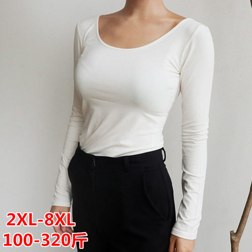 特大码胖mmu领打底衫秋衣莫代尔