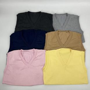 V领针织衫 樱奈家原创纯色JK制服背心外穿套头无袖 森系慵懒风马甲
