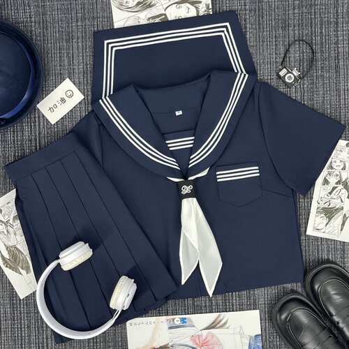 樱奈家JK制服改良绀三本水手服