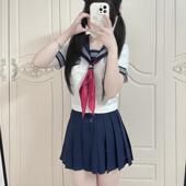 樱奈家改良白三本水手服百褶裙套装 日系原创JK制服学院风满襟校服
