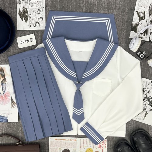 樱奈家蓝领白三本水手服校服