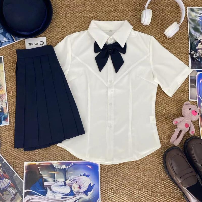 JK制服带胸线收腰衬衫纯欲辣妹风