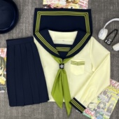 樱奈家青芥原创日系军绿三本水手服学院风甜妹JK制服百褶短裙套装