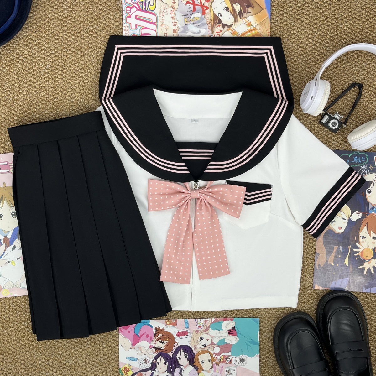 樱奈家原创樱町月黑领三本水手服