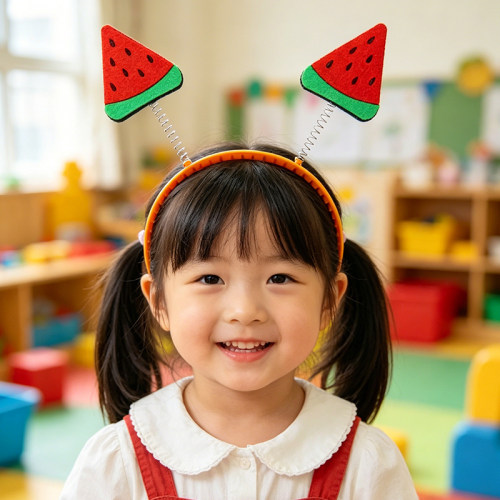 西瓜金丝发箍儿童水果头箍可爱卡通造型发带幼儿园聚会装饰头饰