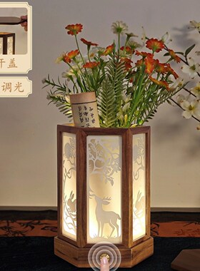 中式花瓶台灯古典纸雕小夜灯摆件文创礼品定制送外国人古风纪念品
