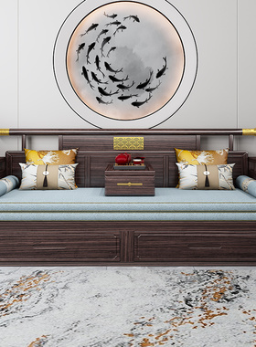 新中式乌金木罗汉床客厅折叠小户型一体两用推拉沙发床2025年新款