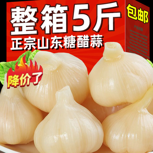 糖蒜头5斤糖醋蒜腌大蒜山东新鲜大蒜咸菜下饭菜250g泡蒜糖蒜批发