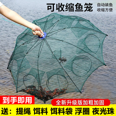 虾笼鱼网折叠捕鱼笼伞网伞笼捞鱼网捕虾网黄鳝笼渔网捕鱼网泥鳅笼