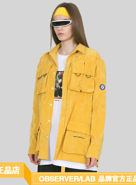 OBS 白宇同款OBSERVER官方战术服口袋黄色水洗做旧灯芯绒衬衫