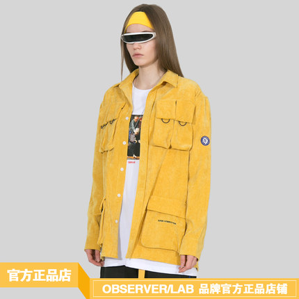 OBS 白宇同款OBSERVER官方战术服口袋黄色水洗做旧灯芯绒衬衫
