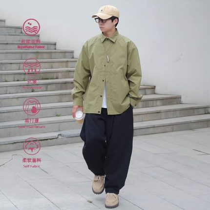 OBSERVER SSA 明线结构户外机能风果绿色工装通勤长袖衬衫