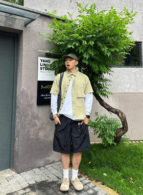 OBSERVER SSA 速干泡泡纱山系百搭户外休闲日系宽松口袋短袖衬衫