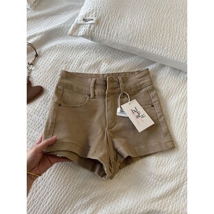 y2k牛仔超短裤 显瘦高腰包臀热裤 女夏季 设计感多纽扣修身 新款 美式