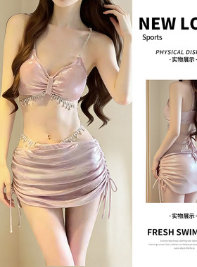 2025新款泳衣女比基尼性感分体三件套纯欲风感夏季度假泳装