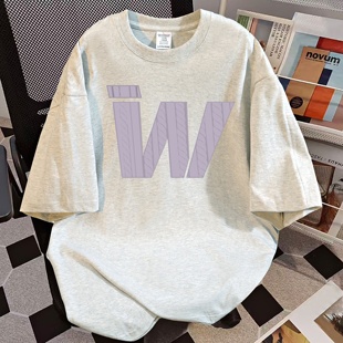 新款 T恤女2025夏季 潮牌圆领嘻哈复古上衣服 宽松重磅短袖 纯棉美式