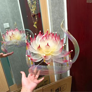 手持莲花中秋节灯笼古风荷花拍摄道具diy手工汉服花灯材料包成品