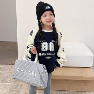 品牌童装女童休闲加绒卫衣冬装新款宝宝加厚保暖儿童中长款上衣冬