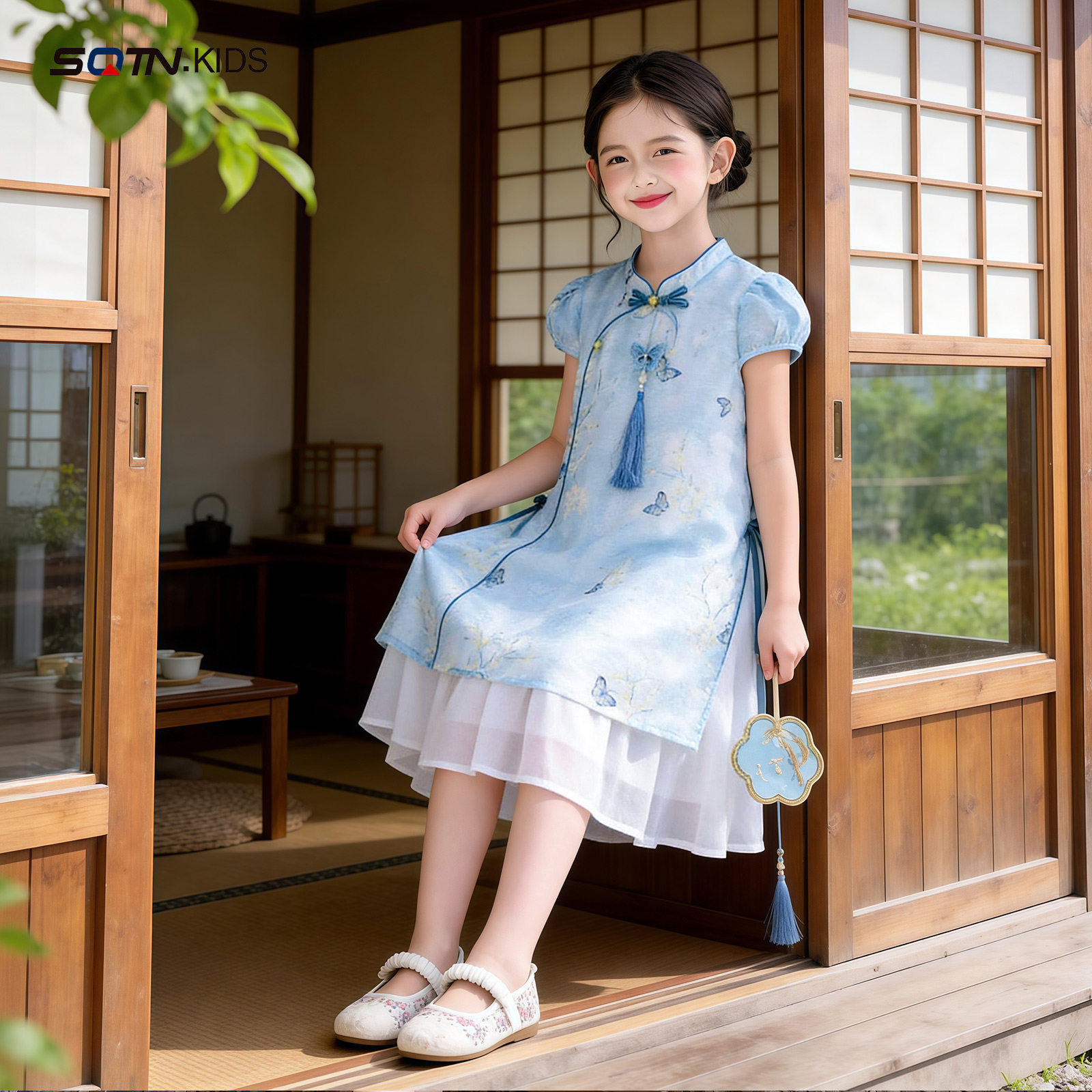 神奇童年女童新中式国风连衣裙夏